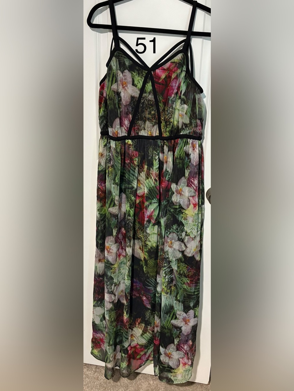 Floral Pleated Maxi Dress - Black Multi